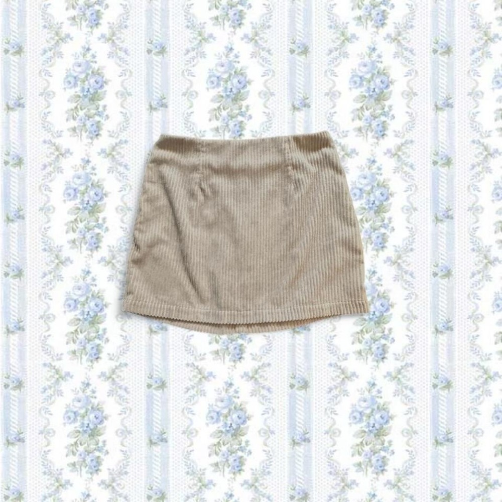 Fore Women's Large Light, Gray Corduroy, Mini Pencil Skirt